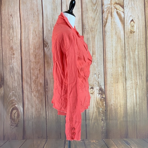 ➡️H&M Orange Linen Blazer Size 10 - Picture 3 of 12